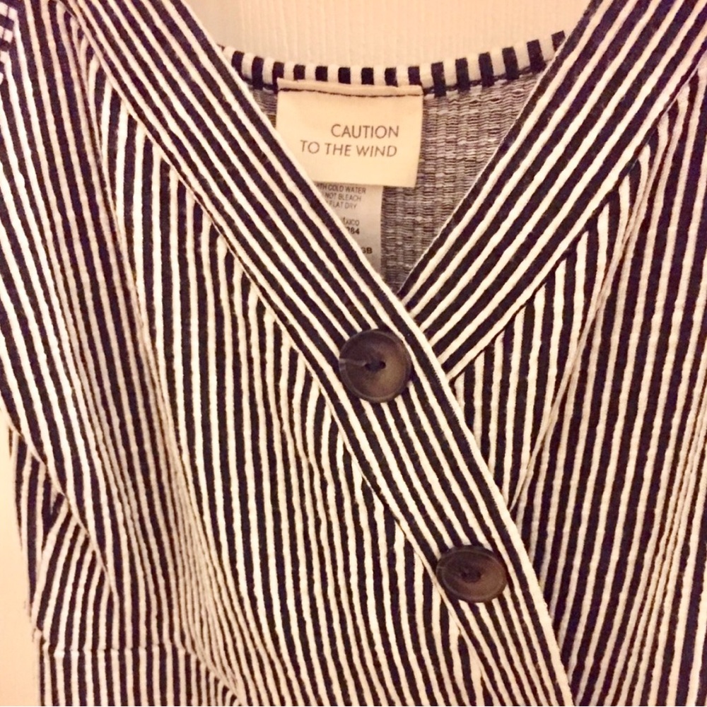 Asymmetrical Button Down Striped Dress - Picture 3 of 3